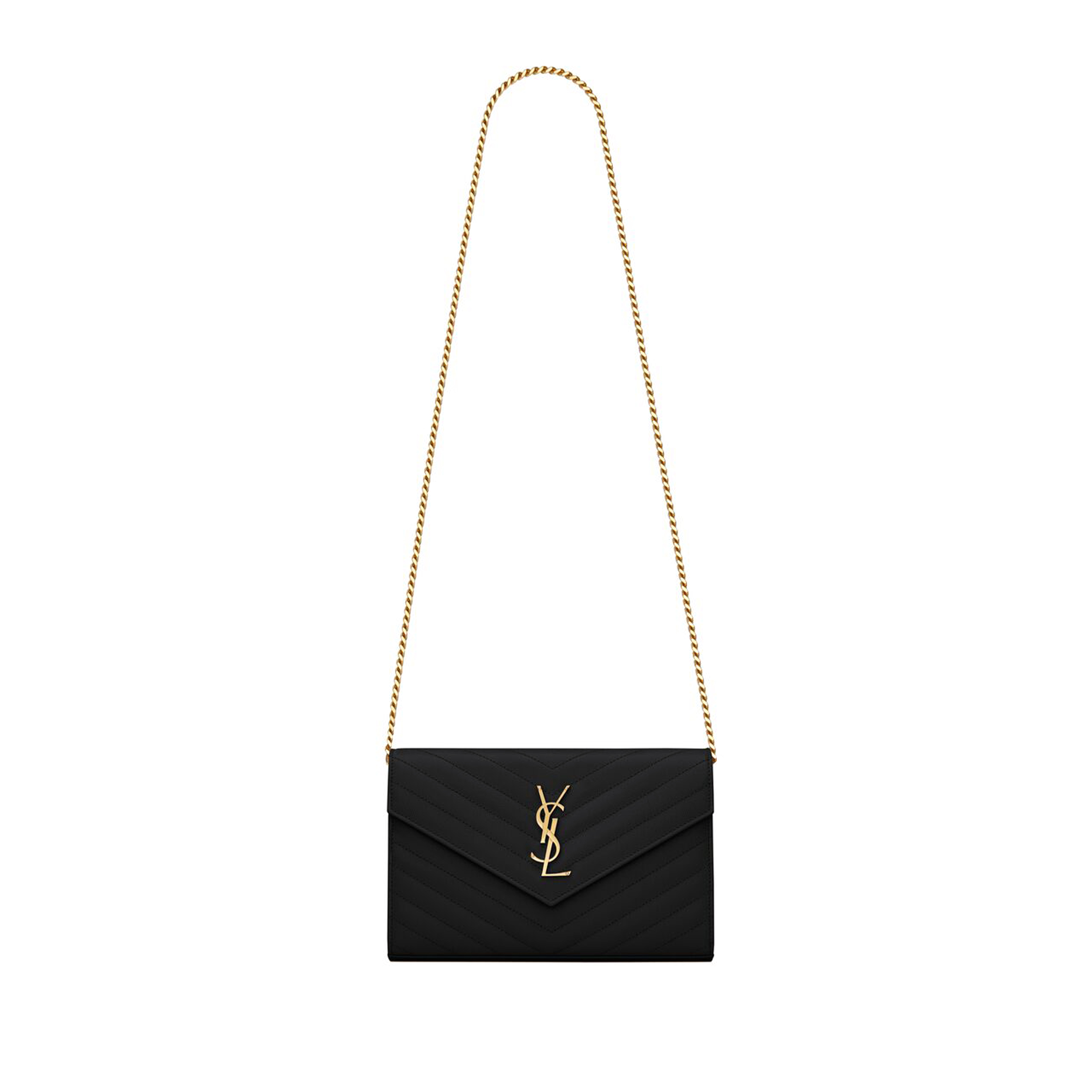 YSL CLASSIC CASSANDRE CHAIN WALLET IN GRAIN DE POUDRE LEATHER 377828BOW011000 (22.5*14*4cm) YSL CLASSIC CASSANDRE CHAIN WALLET IN GRAIN DE POUDRE LEATHER 377828BOW011000 (22.5*14*4cm)